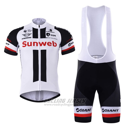 2017 Cycling Jersey Sunweb White Short Sleeve and Bib Short